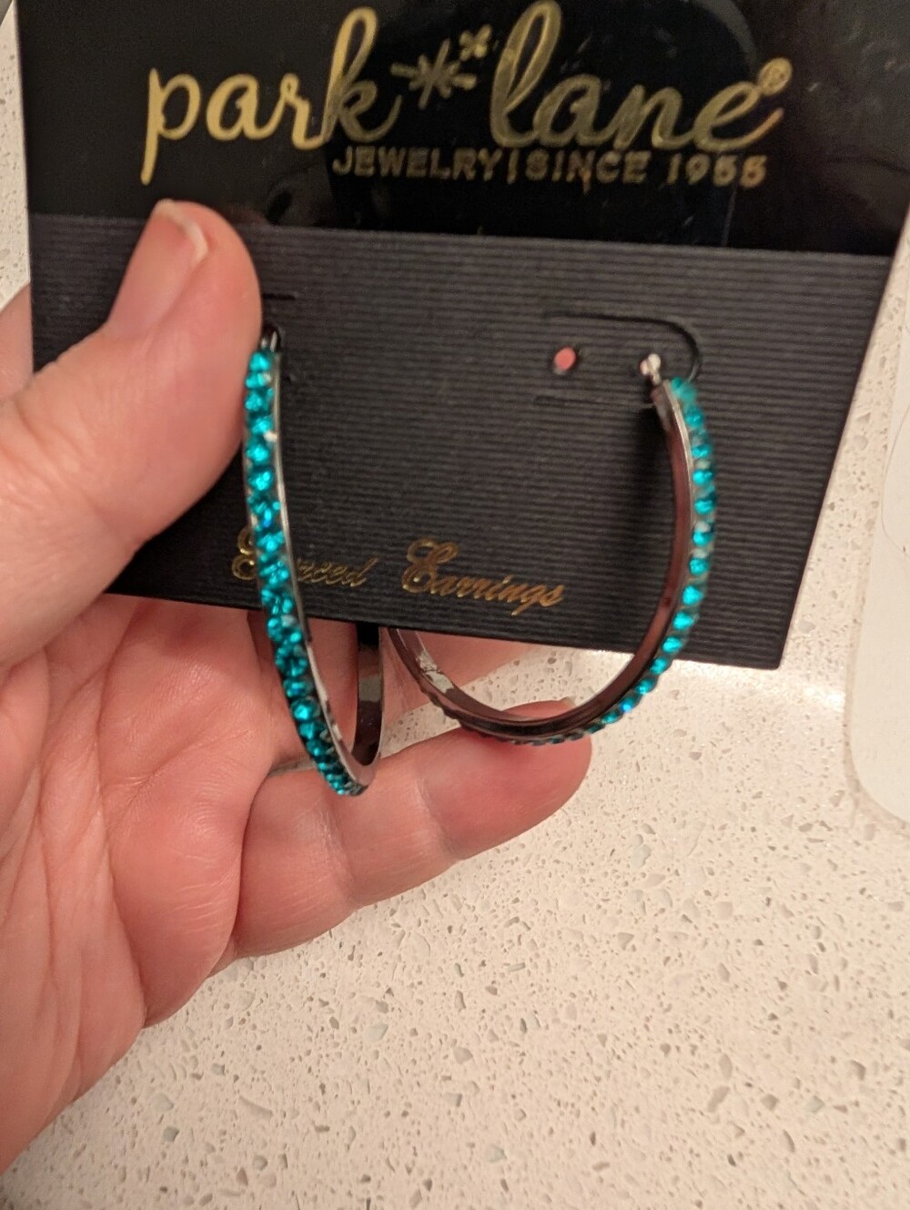 Park Lane Turquoise Crystal Hoop Earrings